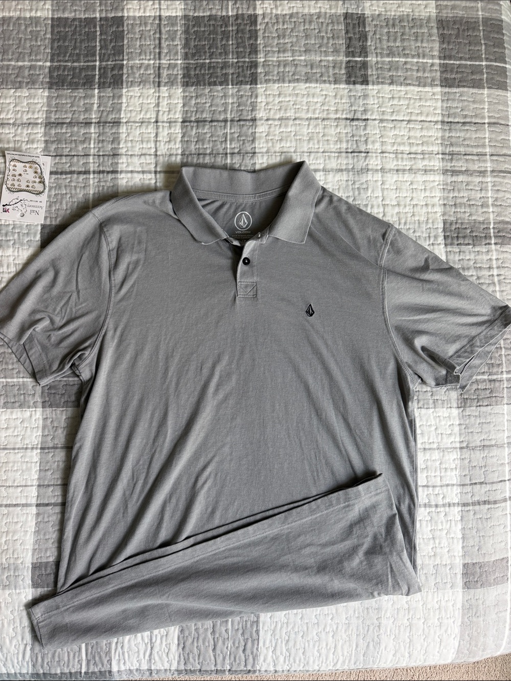 Volcom Men's Light Gray Polo Shirt with Subtle Logo